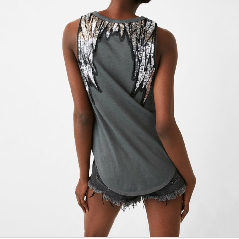 NWT Express Gray Sequin Wings Top